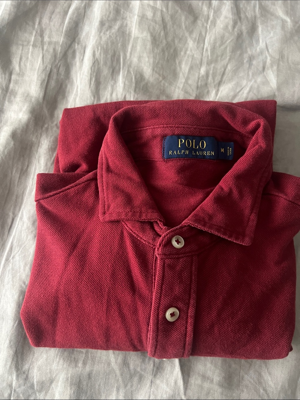 Polo by Ralph Lauren Long-Sleeve Red Polo with Navy Logo